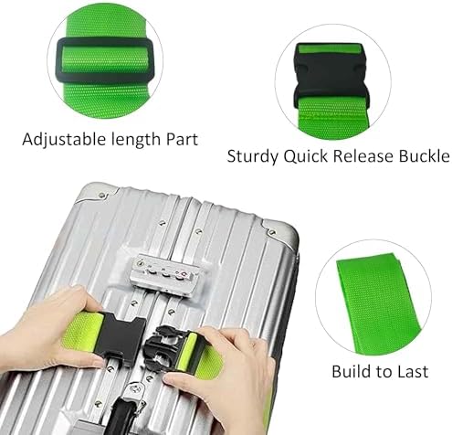 4 Pack Green Luggage Straps, Adjustable Travel Belt - Image 5