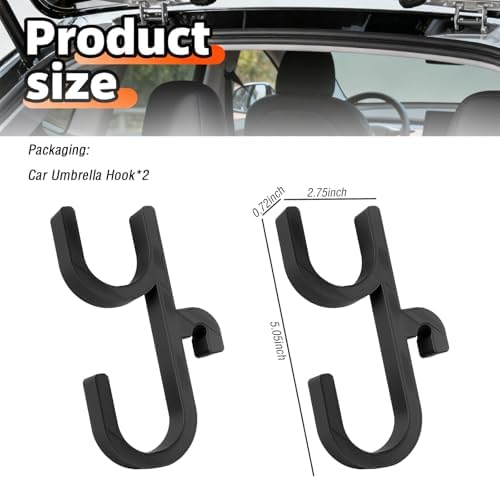 2PCS Double Car Umbrella Hook, No Drilling Car Umbrella Holder Stable Placement - Image 2