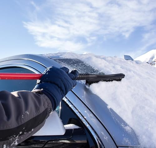 42" Telescopic Snow Brush Ice Scraper Extendable Handle Winter Tool, 1 Pack - Image 2
