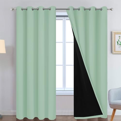 Yakamok Light Sage 100% Blackout Curtains 96 Inches Long 52" Wide, 2 Panels by Yakamok