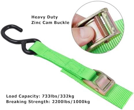 Ayaport Cam Buckle Tie Down Straps 6 feet, 4 Pack - Image 2