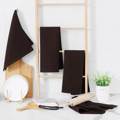Homaxy 100% Cotton Waffle Weave Kitchen Dish Towels 24-Pack, Dark Brown - Image 6