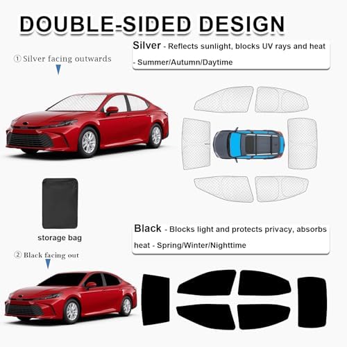 KMF 6pcs Thicken Sun Shades for 2025 2026 Toyota Camry Accessories, Full Car - Image 4