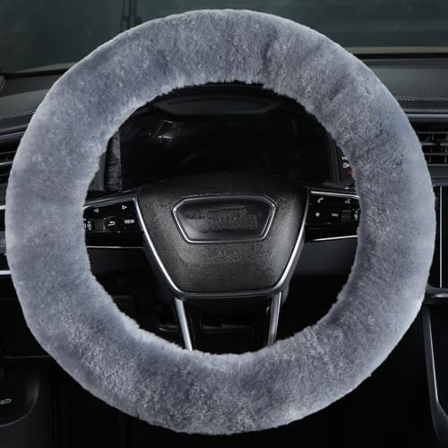 OGLAND Fuzzy Sheepskin Car Steering Wheel Cover - Image 2