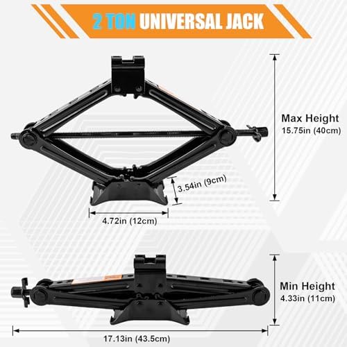 Beaiguna Portable Car Jack Kit, 2 Ton Scissor Jack - Image 2
