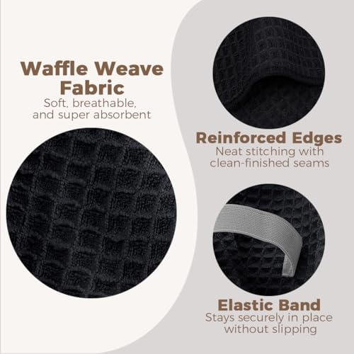 HOMEXCEL 2PK Microfiber Hair Towels Waffle Weave, 40x26.5 in, Fast Drying - Image 3