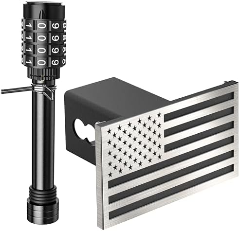 Synrroe Heavy Duty American Flag Hitch Cover & Keyless Hitch Lock Bundle by Unknown