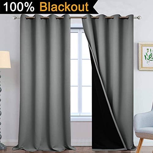 Yakamok Grey Blackout Curtains 108 Inches Long - Image 2