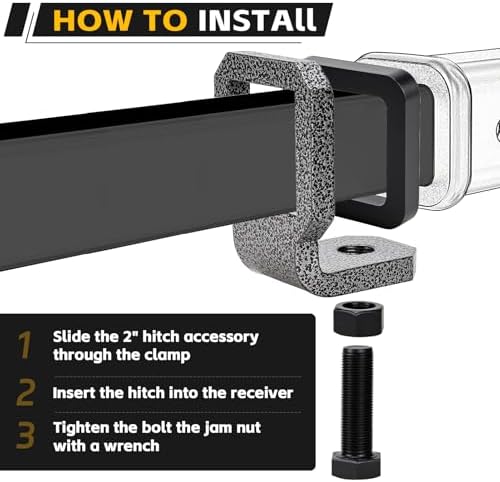 2" Anti Rattle Hitch Clamp, Heavy Duty Steel Stabilizer & Tightener - Image 4