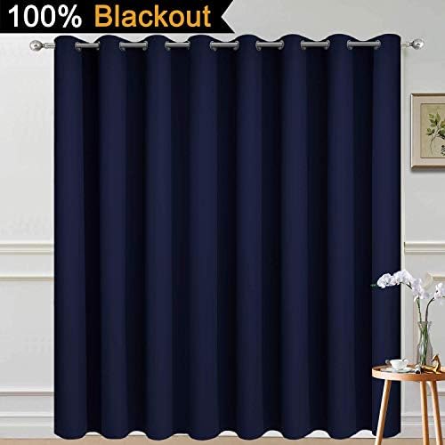 Yakamok Navy Blue Blackout Patio Door Curtain Panels W100 x L96, 1 Panel - Image 2