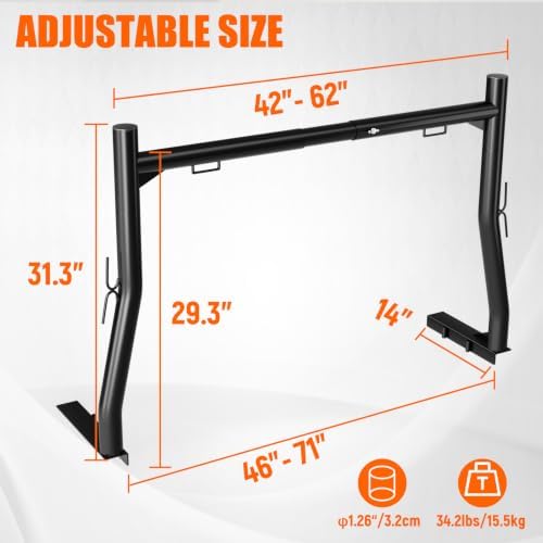 Extendable Truck Ladder Rack, Non-Drilling, 800 lb Capacity - Image 4