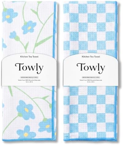 Kitchen Towels Set of 2, Double-Sided 16x28 Microfiber Waffle Weave Dish Towels by Unknown