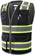 JKSafety 11 Pockets Hi-Vis Black Mesh Safety Vest by JKSafety