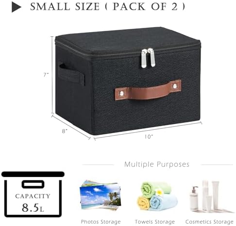 2PCS Storage Bins with Zipper Lids Decorative Lidded Basket Box - Image 3