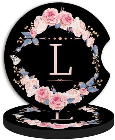 2pcs Letter L Car Coasters, Absorbent Universal neoprener Cup Holder Coasters by Unknown