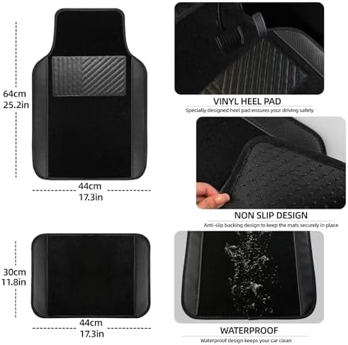 NBTEPEM 10 Pcs Car Floor Mats Full Set Car Accessories, Microfiber Leather - Image 4