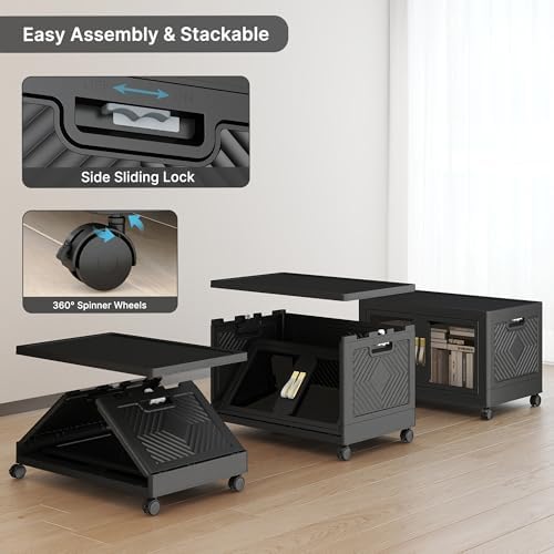 Stackable Storage Bins with Doors & Lids & Wheels - Image 4