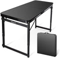 Folding Camping Table 4Ft X 2Ft, Aluminum Portable Adjustable Fold Table by Bingyouth