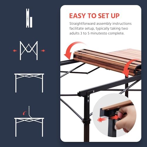 Large Roll-up Aluminum Camping Table – Adjustable Height, Heat-Resistant - Image 5