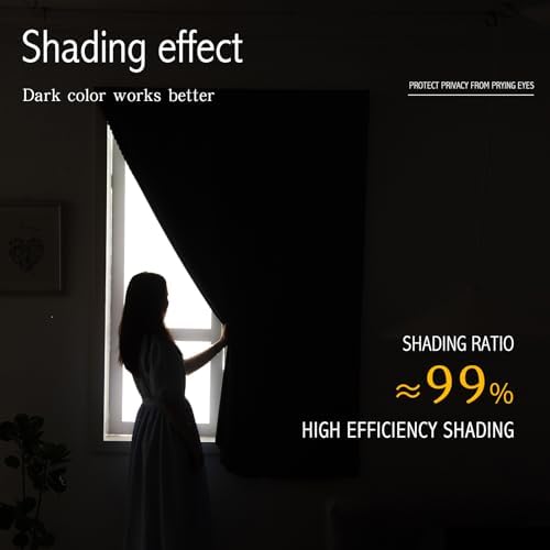 Magic Tape Stick On Curtains Window Shades Pull Down Blackout Window Cover - Image 4