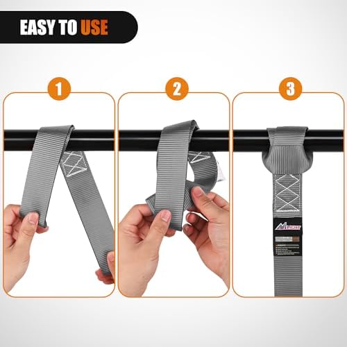 Nilight Soft Loop 1.7"x17" Motorcycle Tie Down Straps 12, 000LBS 8PK Grey - Image 5
