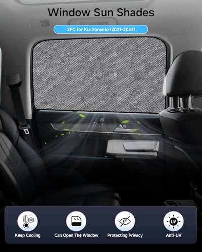 Car Window Shade for Kia Sorento 2021-2023, 2 Pack UV & Glare Protection - Image 2