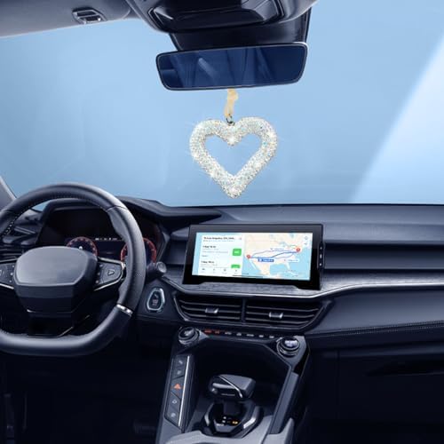 Mandark Crystal Rhinestone Heart Rearview Mirror Pendant, AB Color - Image 4
