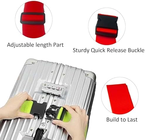 4 Pack Red Luggage Straps, Adjustable Travel Belt - Image 5