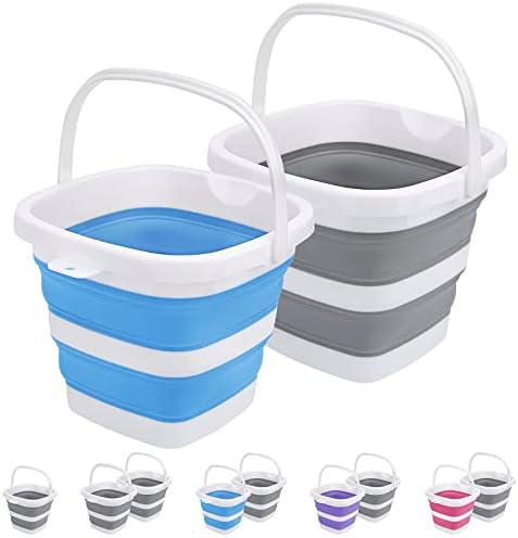 2 Pack Collapsible Buckets 5L 1.3Gallon Small Cleaning Bucket by Craftend