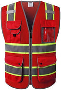 JKSafety Safety Vest for Men Women Reflective Hi Vis JK100 Red 5XL by JKSafety