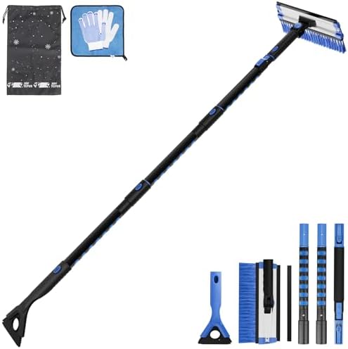 JOYTUTUS 61.3″ Ice Scraper and Long Handle Snow Brush, 270° Pivoting Extendable by JoyTutus