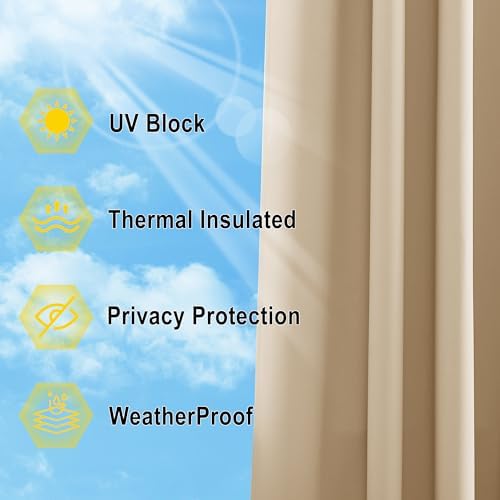 NICETOWN Gazebo Curtains Windproof Adhesive Top W84xL96 Biscotti Beige - Image 6