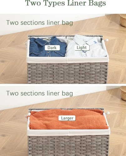 SETVSON Storage Basket with Lid PE Rattan 27.8 Gal Wicker Chest - Image 6