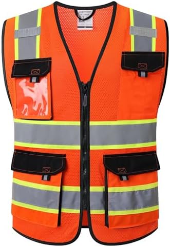 JKSafety Safety Vest for Men Women Hi Vis Reflective Vest JK220 Orange S by JKSafety