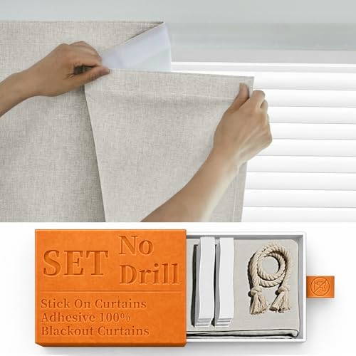 100% Self Adhesive Blackout Curtains- Stick on Curtains Shades Window Blinds by Sovtfides