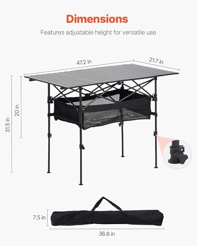 VEVOR Folding Camping Table, Portable Roll Up Side Tables, Lightweight Aluminum - Image 3