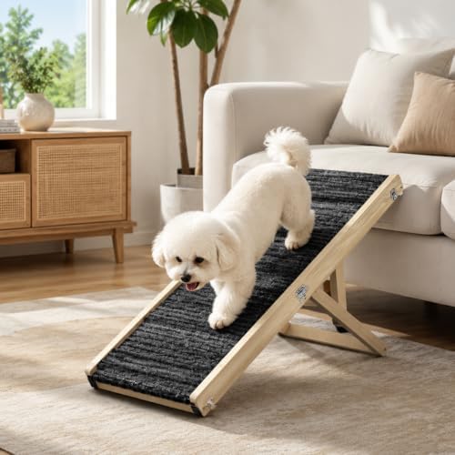 Dog Ramp for Small Dog/Bed/Couch, Foldable & Adjustable Dog Stairs by Heancare