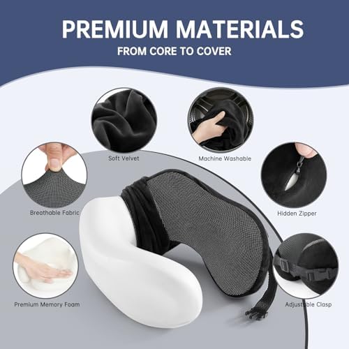 Travel Neck Pillow Memory Foam Adjustable Clasp - Image 3