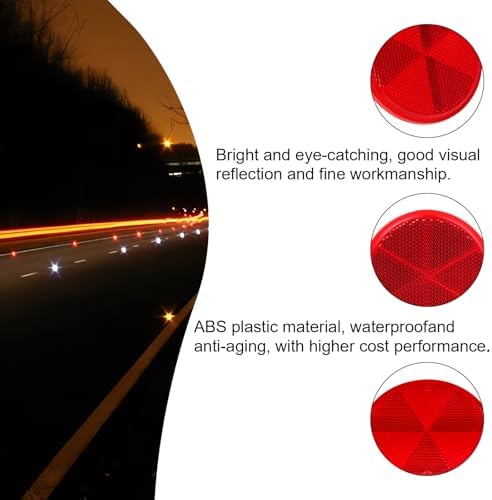 10 Pack 3 Inch Red Self Adhesive Round Reflectors, Road Stick-on - Image 5