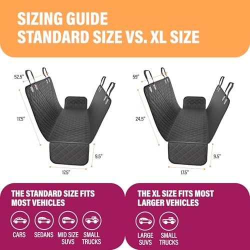 Active Pets Black Standard Dog Car Hammock Back Seat Cover, Waterproof Backseat - Image 5