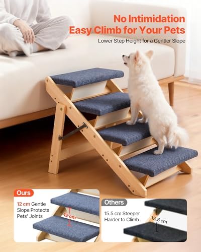 VEVOR Wood Pet Stairs, 4-Step Dog Stairs - Image 2