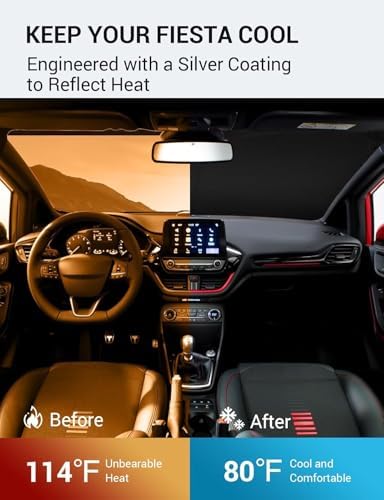 Proadsy Custom Fit 2017-2019 Ford Fiesta Windshield Sun Shade, Blocks Heat - Image 3