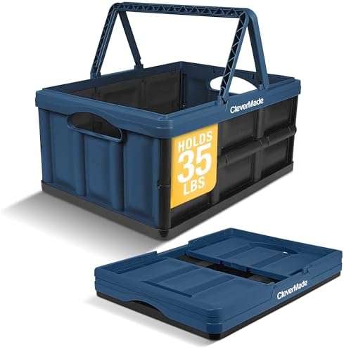 CleverMade Collapsible Shopping Basket, 32L Storage Crate, 1 Pack by CleverMade