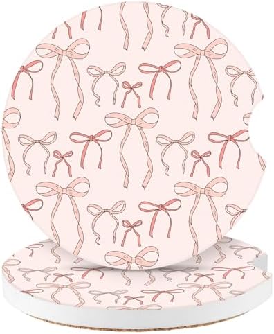 Cute Bowknot Car Coasters, Absorbent 2 Pack by Watbro