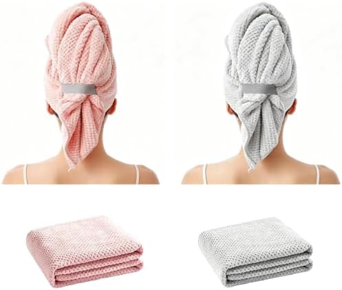 Hair Towel Turbans, 2 Pack Waffle Weave Hair Plopping Towel by Unknown