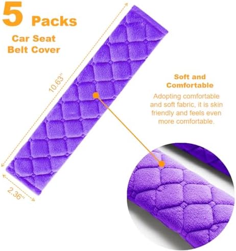 5 Pack Soft Comfort Car Seatbelt Cover Protector Pads Strap - Image 2