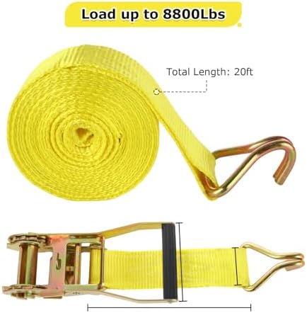 4 Pack 2 Inch Ratchet Straps Heavy Duty 20ft Tie Down Straps Ratchet - Image 2