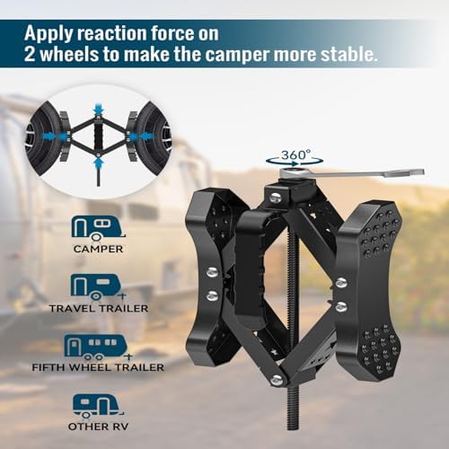 X-Shaped Wheel Chocks for RV Camper Travel Trailer, Allow Drill Adjust - Image 5
