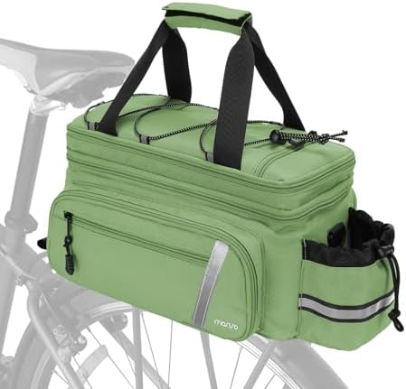 MOSISO Bike Rack Bag with Rain Cover, Bike Trunk Cooler Handag, Wllow Green - Image 2
