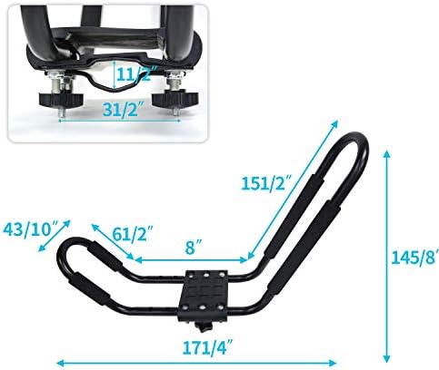 uyoyous 2 Pairs Universal Kayak Canoe Top Mount Carrier Roof Rack 150lbs Top - Image 3